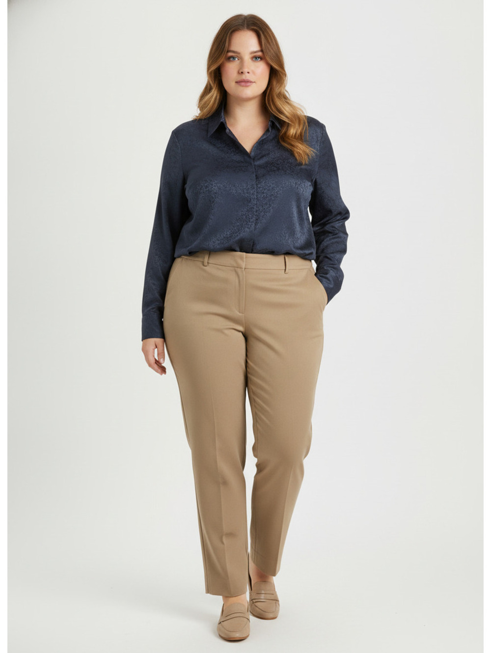 Talbots Plus Size Chatham Ankle Pants 24W Beige Cotton Blend Slim Leg